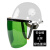 安全帽式电焊面罩烧焊工防护罩脸部面屏防飞溅打磨透明焊帽头戴式 安全帽(白色)+支架+绿色屏