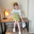 迪士尼（Disney）女童背带裙夏季套装2024新款洋气时髦儿童短袖夏装大童薄款连衣裙 翠绿色 140cm 适合130-140cm年龄9-10岁