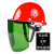 安全帽式电焊面罩烧焊工防护罩脸部面屏防飞溅打磨透明焊帽头戴式 安全帽(红色)+支架+绿色屏