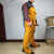 电焊工烧焊工作服焊接隔热防烫保护衣黄色专用衣 黄色背带裤前面 XXL
