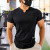 撸铁狼教练健身衣服修身弹力男款肌肉训练运动速干短袖T恤 黑色 L