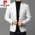 皮尔卡丹韩版修身潮流西装领羽绒服男士轻薄短款白鸭绒西装保暖外套 深灰 175/L