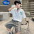 迪士尼(Disney)男童夏季短袖套装大男孩时髦酷帅气中国风儿童夏装洋气潮衣服8岁9 白色 140cm(140cm)
