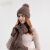 艾予曼冬季韩版时尚针织毛线帽女保暖帽子围巾手套三件套护耳套头帽 酒红