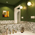 橄榄绿法式复古手绘小花砖 绿色卫生间瓷砖厨房墙砖厕所地砖 果绿微水泥 300x900