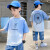 其其佳儿（QIQIJIER）童装男童短袖T恤夏装韩版宽松儿童男孩上衣中大童帅气潮 蓝色 140