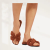 爱马仕（HERMES）23新款女鞋酒红色合身舒适羊毛皮平底凉拖鞋 35.5
