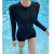 安与·洛施琪性感黑色长袖连体平角泳衣女保守学生遮肚显瘦泡温泉泳装 黑色 L(  建议95-115斤 )