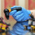 礼丝汀英科 一次性防护手套 劳保工业厨房清洁 蓝色M码50只 PVC 小号S码
