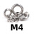  众立诚304不锈钢吊环螺母圆形螺母吊环吊耳螺母 M4 