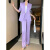 J-ME紫色西装套装女夏季薄款2023新款名媛气质高端主持人西服职业正装 淡紫色套装 S