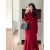 艾方鸟胖妹妹过年套装新年战袍红色小香风高级感气质外套鱼尾包臀裙 裙子 S码
