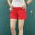 LMVXRM妞女士短裤夏季透气棉麻彩色显瘦百搭透气 大红色 M建议（85-100斤）