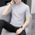 弘语 男士短袖t恤夏季潮流小领口上衣男装修身纯色衣服半袖针织打底衫 黑色 L（110-125斤）