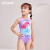 洲克（ZOKE）儿童泳衣连体专业训练美人鱼女中大童温泉速干121525819 紫兰 150
