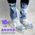 定制靴套加厚防泥塑料徒步均码防滑高帮一次性防水鞋套长筒工地透明 (粉色)橡筋款100只 均码