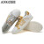 昂智（ANGZHI）品牌牛皮大码男鞋春季休闲皮鞋2024年新款小白鞋青少年板鞋欧洲站 金色 45