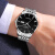 【瑞士品质】冠琴（GUANQIN）手表男机械表全自动钢带男士手表镂空潮十大品牌商务休闲时尚绅士腕表 本色黑面