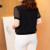 蔻辑（Kouji）短袖T恤女2023夏新款韩版女装设计感宽松洋气小衫冰丝针织衫上衣 短袖415黑色 M