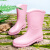 海斯迪克 日系雨鞋女款时尚外穿套鞋轻便防水胶鞋工作防滑成人中筒雨靴HKsq-362 粉红色 37码 