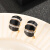 HZCK耳环新款时尚黑色弧形复古耳钉网红耳饰 甲壳虫猫眼耳扣(米白)