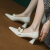 xinyuanheng日本高跟鞋女年中粗跟软皮乐福鞋法式复古款裸色单鞋韩国夏大東 米白色 34