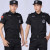 严品安防 保安工作服套装制服黑色 短袖套装+标志+腰带+帽子