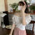 AHKA紫色短款上衣女夏季2023年新款韩版设计感气质泡泡袖短袖方领衬衫 白色 M