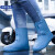 防雨防汛硅胶雨鞋套男女加厚防滑耐磨学生便携式雨靴仿硅胶水鞋套 纽扣款-超高蓝色590 2XL43-45码