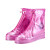 品之德 雨鞋鞋套防水防滑外穿脚套雨靴拉链水鞋套透明粉色S