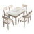 匠饰奶油风实木餐桌家用幻彩流晶石餐桌椅组合北欧可伸缩折叠饭桌子 1.35米奶油风+4椅