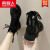 南极人（Nanjiren）品牌新款马丁靴女2023夏季薄款高帮鞋镂空网纱休闲透气网靴 黑色 37