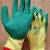 星宇 劳保手套 乳胶磨砂防护手套 防滑耐磨透气舒适浸胶手套 维修工地 12付/包 黄纱绿 L209