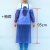 PVC围裙 防水放油透明围裙加厚厨房食堂水产工厂女简约加长耐围腰 蓝色中号围裙加袖套一套