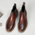 NIUPILI 切尔西男靴商务高帮皮鞋套筒尖头布洛克英伦手工工装靴牛皮短靴 棕色 37