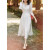 拉夏贝尔（LaChapelle）气质女装时尚法式感白色蕾丝V领春秋中长连衣裙女 S-95斤以下