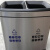 不锈钢分类垃圾桶 大号双桶无盖二合一 大容量干湿分离 商用酒店 25升12.5L*2砂银钢