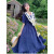 夏品丽2024新款少女装女孩中学生高中海军领学院风设计感夏季长裙子 蓝色 m