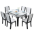 骄兰诗雅 实木餐桌椅组合实木圆桌可折叠伸缩方圆两用饭桌家用大理石餐桌 黑白色（雪山白岩板） 1.2m 单桌