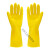 橡胶手套洗碗乳清洁保工业防水耐磨塑胶厨房胶皮乳胶手套耐酸碱 黄色 1双装 M