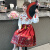 迪士尼（Disney）女童套装裙春季新款儿童中国风刺绣衬衫马面裙两件套中小童连衣裙 红色 不带披肩 120cm