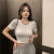 唐思薇辣妹露背高腰短袖t恤女夏季新款韩版修身设计感卡腰半袖体恤短款 灰色 XL