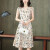 玛古芭（MAGUBA）品牌真丝连衣裙女2023夏季新款洋气气质年轻款桑蚕丝裙子 米白色 L【建议90-105斤】