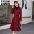 SZ设计感精致时尚假两件撞色连衣裙2024年春秋新款收腰显瘦连衣裙潮 红色23816 M
