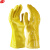谋福8569 黄色棉毛浸塑劳保劳防PVC手套 耐油 耐污耐酸碱 水产加工用手套（黄色耐油款）