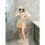 安与·洛施琪 2020年新款韩国ins遮肚显瘦短袖保守学生泡温泉泳衣女 橘色碎花 M  (  建议80-95斤 )