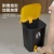 黄盖垃圾桶灰色脚踏带盖户外物业厨房酒店商用办公室废纸篓 全灰桶30升