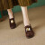 TATAEK女鞋法式复古磨砂金属扣乐福鞋女2023新款英伦小皮鞋方头粗跟单鞋 棕色 33