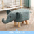 百目源 实木矮坐凳创意动物大象卡通家用座椅小板凳网红可爱凳子懒人 蓝色小象（科技布）