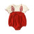 迪士尼（Disney）婴幼儿夏装衣服新生儿女宝宝红色连体衣三角包屁衣满月周岁宴礼服 红色 66cm